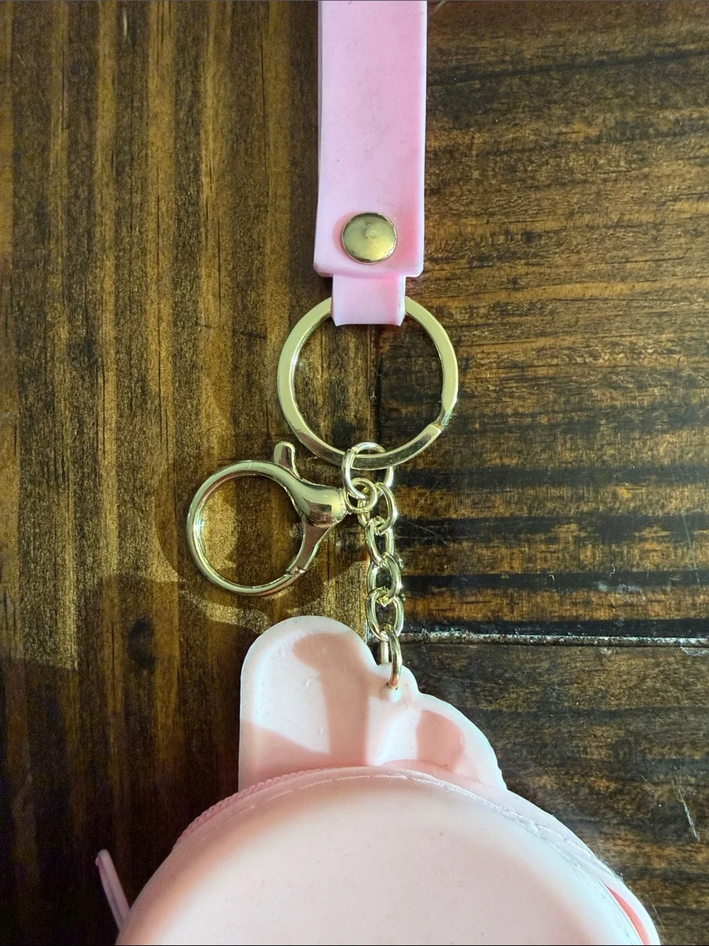 Kawaii Bunny-Themed Character Keychain Coin Pouch w/Goldtone Wristlet Strap